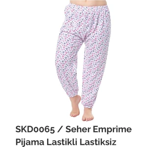 Seher Yıldızı Desenli Paçası Lastikli Anne Uzun Pijama Altı 065