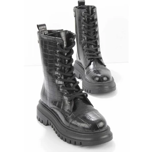 Siyah Kroko  Kadın Bot & Bootie K02718130911