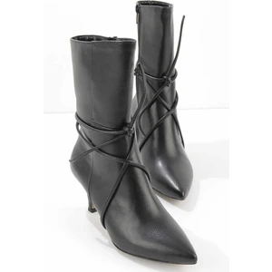 Siyah Kırışık  Kadın Bot & Bootie K02189031009