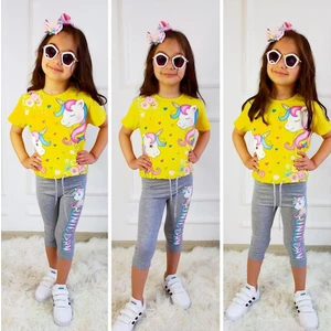 Lolli Boom Kids  Kız Çocuk Unicorn Desen Taytlı Takım Bel Bağlama Detaylı Mint