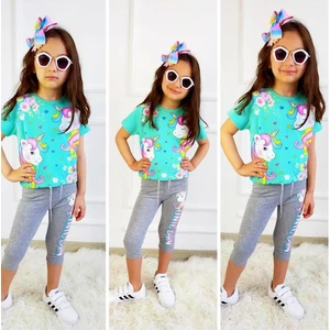 Lolli Boom Kids  Kız Çocuk Unicorn Desen Taytlı Takım Bel Bağlama Detaylı Mint