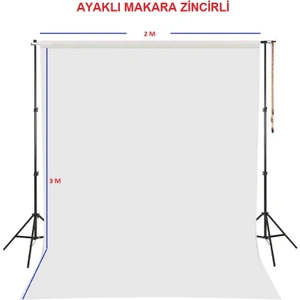 Ada Grenbox Beyaz Fon Perde Sistemi 200 x 250 cm Ayaklı Makara Zincirli