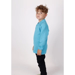 Nacar Çarşı Çocuk Uzun Kol Normal Kalıp Comfort Polo Yaka Düz Renk Okul Penye Lakost T-Shırt