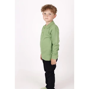 Nacar Çarşı Çocuk Uzun Kol Normal Kalıp Comfort Polo Yaka Düz Renk Okul Penye Lakost T-Shırt