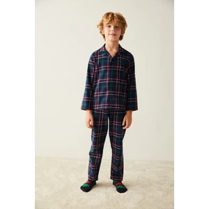 Çok Renkli Yeşil Check Fam Gömlek Pijama Takımı