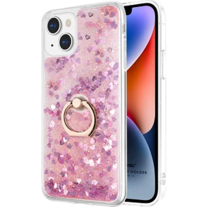 Apple iPhone 14 Kılıf Glitter Liquid Holder Pembe