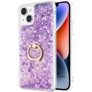 Apple iPhone 14 Kılıf Glitter Liquid Holder Mor