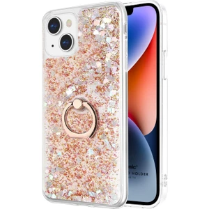 Apple iPhone 14 Plus Kılıf Glitter Liquid Holder Gold