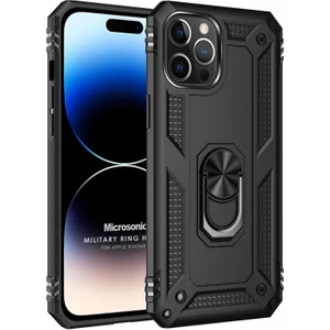 Apple iPhone 14 Pro Max Kılıf Military Ring Holder Siyah