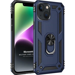 Apple iPhone 14 Plus Kılıf Military Ring Holder Lacivert