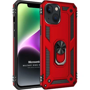 Apple iPhone 14 Plus Kılıf Military Ring Holder Kırmızı