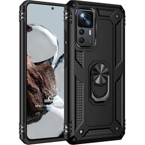 Xiaomi Mi 12T Pro Kılıf Military Ring Holder Siyah