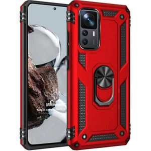 Xiaomi Mi 12T Pro Kılıf Military Ring Holder Kırmızı