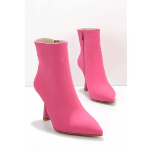 Mat Fuşya Saten Kadın Bot & Bootie K02992052938
