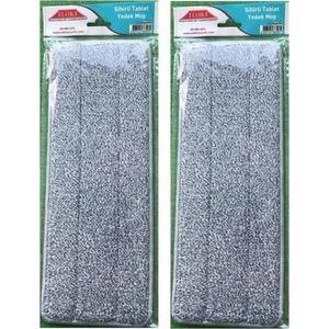 Mop Yedek Bez Mikrofiber Tablet Mop Yedek Bezi 2 Adet Gri 12 x 33 cm