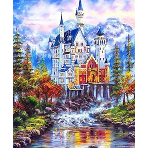 Manzara Creek Kalesi Dıy Elmas Mozaik Tablo Mozaik Puzzle 30X40 cm (Yurt Dışından)