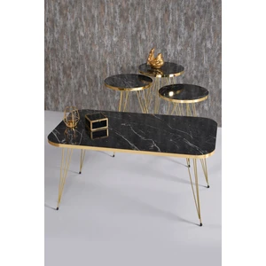 Gold Falez Zigon Sehpa ve Orta Sehpa Kr Set  Gold Bendir Tel