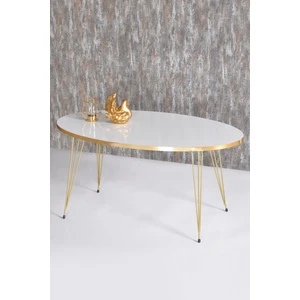 Gold Falez Orta Sehpa Elips Gold Beyaz Tel