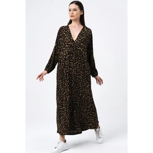 Alexander Gardi Desenli V Yaka Oversize Elbise (B22-401A)