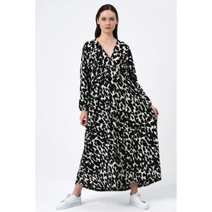 Alexander Gardi Desenli V Yaka Oversize Elbise (B22-401A)