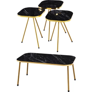 Gold Falez Zigon Sehpa ve Orta Sehpa Kombin Set Altın Bendir 3200