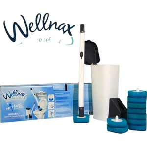 Wellnax Breeze Refresh Özel Süngerli Tuvalet Temizleme Seti - Kullan At Süngerli Mavi Su ve Deterjanlı Tuvalet Fırçası