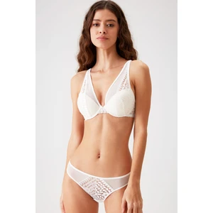 Pierre Cardin Ekru 4811 Biella Çiçek Desen Soft Push Up Dolgulu Tül Detaylı Iç Çamaşırı Takımı