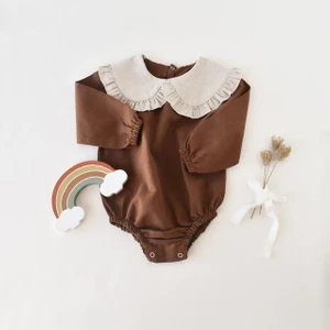 Yaya Kids Kız Bebek Kahverengi Bebe Yaka Romper