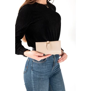 Womancraft Yumuşak Derili Bej Tokalı ve Çok Bölmeli Kadın Cüzdan