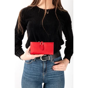 Womancraft Yumuşak Derili Kırmızı Tokalı ve Çok Bölmeli Kadın Cüzdan