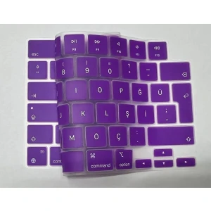 Apple Macbook Air 13 inç 13.6 inç A2681 M2 - A3113 M3 - A3240 M4 Işlemcili Türkçe Q Silikon Klavye Koruyucu mor