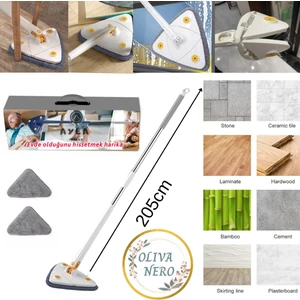 Ayla Stand Kendinden Sıkmalı Üçgen Vileda Cam Duvar Tavan Fayans Parke Temizleme Mopu 205 cm