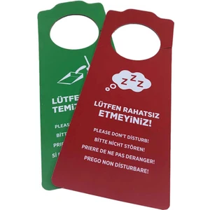 Private Label Pvc Çift Taraflı Kart Karton Rahatsız Etmeyin Odayı Temizleyiniz Otel Odası Kartı Kapı Askısı