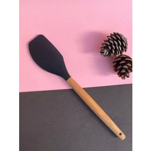 Bambu Saplı Siyah Renk Silikon Spatula