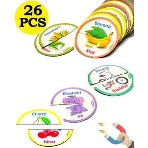 Manyetik Puzzle  2'li Magnet Puzzle - Hayvanlar,meyveler,taşıtlar