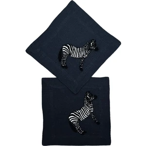 Ge Living Dekoratif Zebra Desenli Antrasit Gri Kokteyl Peçetesi - 2 Adet