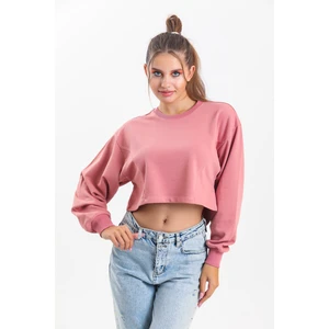 Gül Kurusu Oversize Crop Sweatshirt