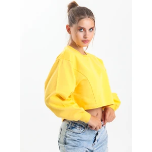 Sarı Oversize Crop Sweatshirt