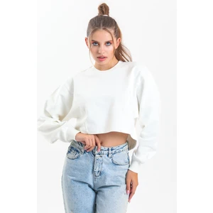 Ekru Oversize Crop Sweatshirt