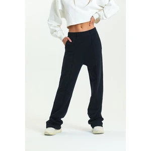 Siyah Yüksek Bel Geniş Paça Eşofman Altı