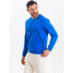 Saks Mavisi Kanguru Cepli Basic Sweatshirt