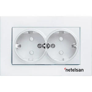 Byobu Beyaz Ikili Sıva Altı Topraklı Priz Çerçeve Dahil 1 Adet