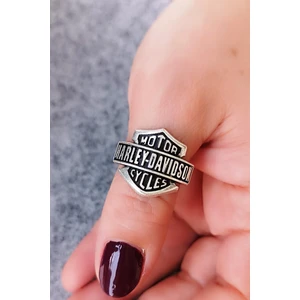 Fildişi Aksesuar Harley Davidson Logo Motorcu Şekilli Erkek Yüzük Gümüş Kaplama Ayarlanabilir El Yapımı Yüzük