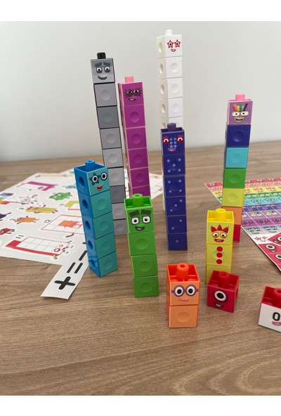 Gazi Kırtasiye Numberblocks 100 Parça Geçmeli Matematik Küpleri - Snapcubes / 0-10 Stickers ve 0-20 Maskot Stickers