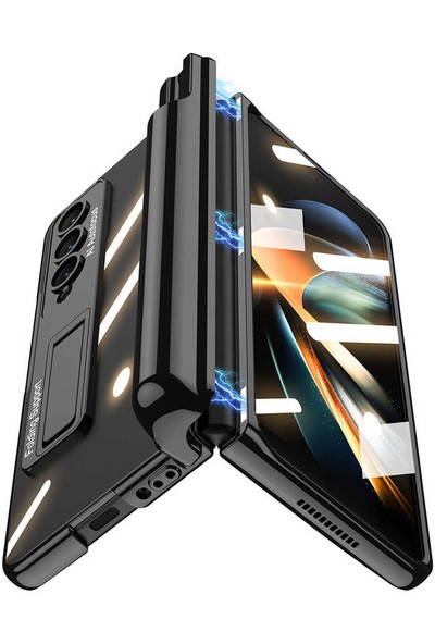 Tunaplus Galaxy Z Fold 4 Kılıf Zore Kıpta Standlı Kalem Bölmeli Kapak