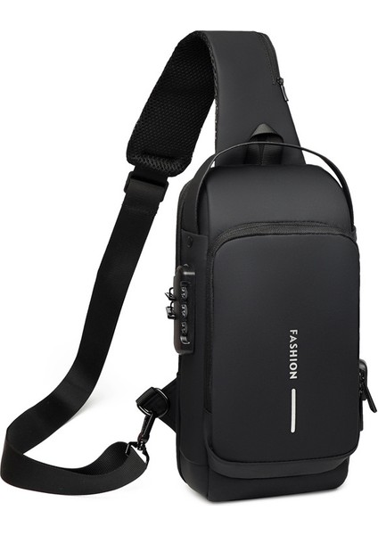 Eğlence Çok Fonksiyonlu Crossbody Çanta USB Şarj Crossbody Göğüs Çanta Şifre Kilidi Hırsızlığa Karşı Erkek Lokomobile Çanta(Yurt Dışından)