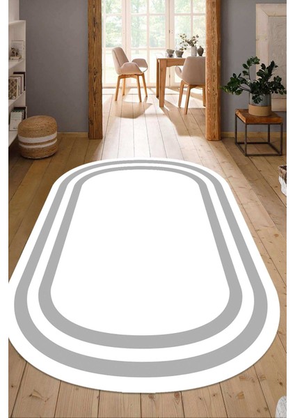 Dijital Baskılı Kaymaz Taban Yıkanabilir Oval Salon Halısı Mutfak Halısı Yolluk NDO-HT-534