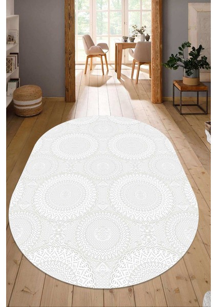 Dijital Baskılı Kaymaz Taban Yıkanabilir Oval Salon Halısı Mutfak Halısı Yolluk NDO-HS-186