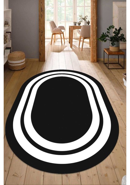Dijital Baskılı Kaymaz Taban Yıkanabilir Oval Salon Halısı Mutfak Halısı Yolluk NDO-HS-530