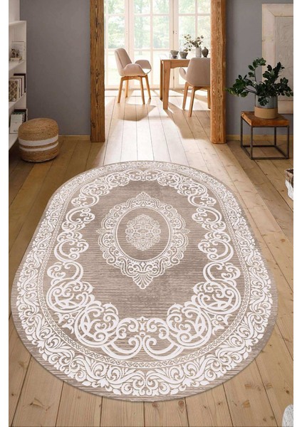 Dijital Baskılı Kaymaz Taban Yıkanabilir Oval Salon Halısı Mutfak Halısı Yolluk NDO-HK-141